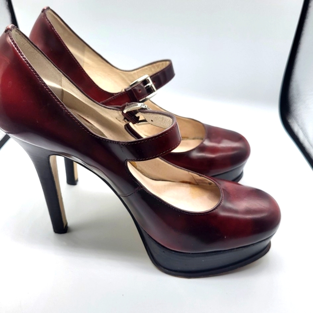 Michael Kors Eboni Bordeaux Mary Janes Platform Pump Sz.9 - Picture 3 of 16